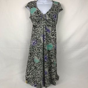 Lolë Dress Gray Floral Sz Med Cap Sleeve